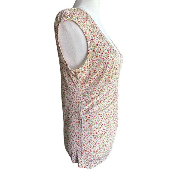 ETRO Milano Floral Print Sleeveless‎ Shirt Top Blouse Size 44 /10 Stretch Fitted - Picture 4 of 9